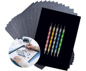 Hongmeru 100 Sheets Black Carbon Paper for Tracing & Transfer -A4 Carbon Copy Paper with 5 Embossing Styluses for Fabric/Wood/Paper/Slate/Glass - Multipurpose Transfer Paper for Dressmakers, Crafters