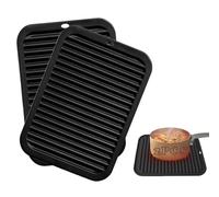 Hongmeru 2 Pack Silicone Trivets for Hot Pans & Kitchen Worktops, Heat-Resistant Non-Slip Mats, 30 x 23cm Thick Soft Silicone Pads & Pot Holders, Heatproof Counter Protectors for Tables (Black)