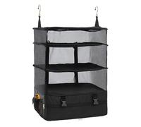 Hongmeru Portable Hanging Travel Shelves Packing Cubes for Suitcases Organizer Luggage Organizers for Suitcase, Carry on Closet Suitcase, Black