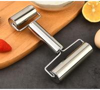 Hongmeru Stainless Steel Rolling Pin with 2 Rollers - Antibacterial Non-Stick Pizza Baking Roller, Dual Head Pastry Dough Roller with Ergonomic Handle for Kitchen, Cookies & Noodles, Pie, Pastries
