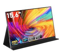 HONGO Portable Monitor 15.6" 1080P FHD Laptop Monitor Screen IPS, Plug&Play Extender Monitor Built-in Dual Speakers, Second Screen for Laptop/PC/Mac/PS345/X-box with HDMI/USB C Port & Smart Cover