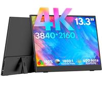 HONGO Portable Monitor 4K 13.3" 3840x2160 UHD Monitor Screen IPS 100% sRGB, 1800:1, Laptop Monitor with Speakers, USB Type C Extender Display for Laptop/PC/Mac/Phone/PS4/5/X-BO with Smart Case