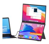 HONGO Portable Monitor USB C 15.6 Inch 1080P FHD Dual Screen IPS, Foldable Laptop Screen Extender Built-in Speakers, Dual Monitor for Laptop/PC/PS4/5/Phone