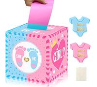 Hongpar Baby Gender Reveal Pull Out Game Box,Gender Reveal Voting Box with 60 Ballot Cards, Boy or Girl, Gender Reveal Party Supplies,Pink and Blue