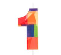 Hongplus 3D Colorful Building Block Number 1 Candle 1st Birthday Candle Candy Building Block Bricks Happy 1st Birthday Cake Candles Cake Topper for Boys Girls Kids Birthday Party Decorations Supplies