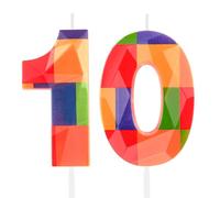 Hongplus 3D Colorful Building Block Number 10 Candle 10th Birthday Candle Candy Building Block Bricks Happy 10th Birthday Cake Candles Cake Topper for Boys Girls Kids Birthday Party Decorations Supply