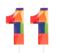 Hongplus 3D Colorful Building Block Number 11 Candle 11th Birthday Candle Candy Building Block Bricks Happy 11th Birthday Cake Candles Cake Topper for Boys Girls Kids Birthday Party Decorations Supply