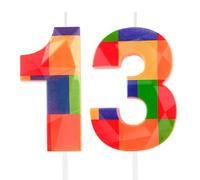 Hongplus 3D Colorful Building Block Number 13 Candle 13th Birthday Candle Candy Building Block Bricks Happy 13th Birthday Cake Candles Cake Topper for Boys Girls Kids Birthday Party Decorations Supply