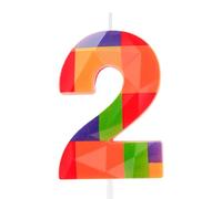 Hongplus 3D Colorful Building Block Number 2 Candle 2nd Birthday Candle Candy Building Block Bricks Happy 2nd Birthday Cake Candles Cake Topper for Boys Girls Kids Birthday Party Decorations Supplies