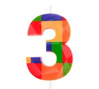 Hongplus 3D Colorful Building Block Number 3 Candle 3rd Birthday Candle Candy Building Block Bricks Happy 3rd Birthday Cake Candles Cake Topper for Boys Girls Kids Birthday Party Decorations Supplies