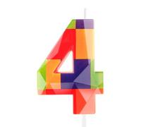 Hongplus 3D Colorful Building Block Number 4 Candle 4th Birthday Candle Candy Building Block Bricks Happy 4th Birthday Cake Candles Cake Topper for Boys Girls Kids Birthday Party Decorations Supplies