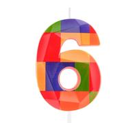 Hongplus 3D Colorful Building Block Number 6 Candle 6th Birthday Candle Candy Building Block Bricks Happy 6th Birthday Cake Candles Cake Topper for Boys Girls Kids Birthday Party Decorations Supplies