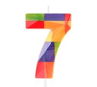 Hongplus 3D Colorful Building Block Number 7 Candle 7th Birthday Candle Candy Building Block Bricks Happy 7th Birthday Cake Candles Cake Topper for Boys Girls Kids Birthday Party Decorations Supplies