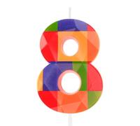 Hongplus 3D Colorful Building Block Number 8 Candle 8th Birthday Candle Candy Building Block Bricks Happy 8th Birthday Cake Candles Cake Topper for Boys Girls Kids Birthday Party Decorations Supplies