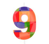 Hongplus 3D Colorful Building Block Number 9 Candle 9th Birthday Candle Candy Building Block Bricks Happy 9th Birthday Cake Candles Cake Topper for Boys Girls Kids Birthday Party Decorations Supplies