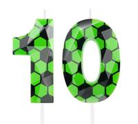 Hongplus 3D Green Soccer 10th Birthday Candles Number 10 Candle Cake Topper Green Black Soccer Party Decorations Happy 10th Birthday Cake Decorations for Boys Girls Kids Sporty Soccer Party Supplies