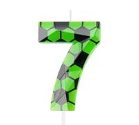 Hongplus 3D Green Soccer 7th Birthday Candles Number 7 Candle Cake Topper Green Black Soccer Party Decorations Happy 7th Birthday Cake Decorations for Boys Girls Kids Sporty Soccer Party Supplies