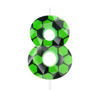 Hongplus 3D Green Soccer 8th Birthday Candles Number 8 Candle Cake Topper Green Black Soccer Party Decorations Happy 8th Birthday Cake Decorations for Boys Girls Kids Sporty Soccer Party Supplies