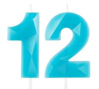 Hongplus 3D Macaron Blue 12 Birthday Candles for Cake, Number 12 Candle for 12th Birthday Decorations, Blue Cake Decorations for Girls Boys Pastel Sweet 12 Birthday Party Decorations Supplies