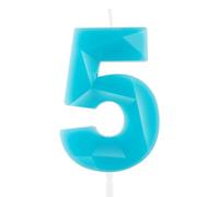 Hongplus 3D Macaron Blue 5 Birthday Candles for Cake, Number 5 Candle for 5th Birthday Decorations, Blue Cake Decorations for Girls Boys Pastel Sweet 5 Birthday Party Decorations Supplies