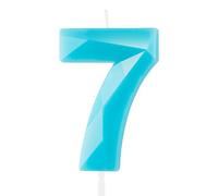 Hongplus 3D Macaron Blue 7 Birthday Candles for Cake, Number 7 Candle for 7th Birthday Decorations, Blue Cake Decorations for Girls Boys Pastel Sweet 7 Birthday Party Decorations Supplies