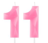 Hongplus 3D Macaron Pink 11 Birthday Candles for Cake, Number 11 Candle for 11th Birthday Decorations, Pink Cake Decorations for Girls Pastel Sweet 11 Birthday Party Decorations Supplies