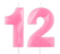 Hongplus 3D Macaron Pink 12 Birthday Candles for Cake, Number 12 Candle for 12th Birthday Decorations, Pink Cake Decorations for Girls Pastel Sweet 12 Birthday Party Decorations Supplies