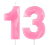 Hongplus 3D Macaron Pink 13 Birthday Candles for Cake, Number 13 Candle for 13th Birthday Decorations, Pink Cake Decorations for Girls Pastel Sweet 13 Birthday Party Decorations Supplies