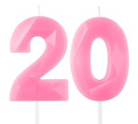 Hongplus 3D Macaron Pink 20 Birthday Candles for Cake, Number 20 Candle for 20th Birthday Decorations, Pink Cake Decorations for Girls Women Pastel Sweet 20 Birthday Party Supplies
