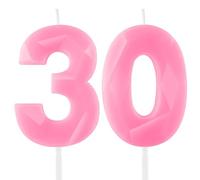 Hongplus 3D Macaron Pink 30 Birthday Candles for Cake, Number 30 Candle for 30th Birthday Decorations, Pink Cake Decorations for Girls Women Pastel 30 & Fabulous Birthday Party Supplies