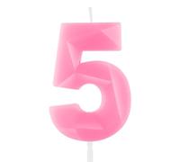 Hongplus 3D Macaron Pink 5 Birthday Candles for Cake, Number 5 Candle for 5th Birthday Decorations, Pink Cake Decorations for Girls Pastel Sweet 5 Birthday Party Decorations Supplies
