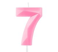 Hongplus 3D Macaron Pink 7 Birthday Candles for Cake, Number 7 Candle for 7th Birthday Decorations, Pink Cake Decorations for Girls Pastel Sweet 7 Birthday Party Decorations Supplies