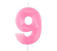 Hongplus 3D Macaron Pink 9 Birthday Candles for Cake, Number 9 Candle for 9th Birthday Decorations, Pink Cake Decorations for Girls Pastel Sweet 9 Birthday Party Decorations Supplies