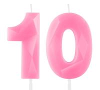 Hongplus 3D Macaron Pink Birthday Candles for Cake, Number 10 Candle for 10th Birthday Decorations, Pink Cake Decorations for Girls Pastel Sweet 10 Birthday Party Supplies