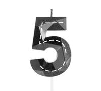 Hongplus 3D Racing Cars Themed 5 Birthday Candles for Cake, 3D Black White Stripes Candle, Number 5 Candle Happy Birthday Cake Topper for Boys Girls Racing Car Birthday Party Decorations Supplies Gift