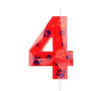 Hongplus 3D Red Number 4 Dog Paw Birthday Candles Dog Paw Prints Candles Blue Yellow Paw and Red Numeral Birthday Cake Topper for 4 Year Old Boys Girls Paw Party Decorations Dog Patrol Party Supplies
