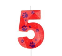 Hongplus 3D Red Number 5 Dog Paw Birthday Candles Dog Paw Prints Candles Blue Yellow Paw and Red Numeral Birthday Cake Topper for 5 Year Old Boys Girls Paw Party Decorations Dog Patrol Party Supplies