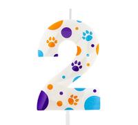 Hongplus 3D White White Dog Paw 2st Birthday Candles Number 2 Candle Dog Paw Print Themed Happy Birthday Cake for Boys Girls Birthday Party Supplies