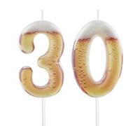Hongplus Beer Themed 30th Birthday Candles for Cake, Funny Number 30 Candle for Birthday Decorations, Beer Design Cake Decorations for Women Men Beer Lover Birthday Party Anniversary