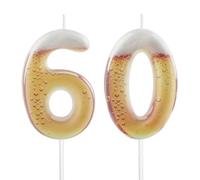 Hongplus Beer Themed 60th Birthday Candles for Cake, Funny Number 60 Candle for Birthday Decorations, Beer Design Cake Decorations for Women Men Beer Lover Birthday Party Anniversary