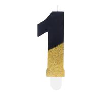 Hongplus Black Gold Glitter 1st Birthday Candles, Number 1 Candle, Cakes Candle, Candles for Cake, Happy 1st Birthday Cake Topper Decorations for Girls Boys First Birthday Anniversary Wedding Party