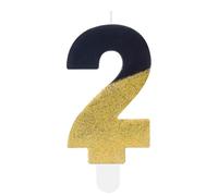 Hongplus Black Gold Glitter 2nd Birthday Candles, Number 2 Candle, Cakes Candle, Candles for Cake, Happy 2nd Birthday Cake Topper Decorations for Girls Boys 2 Birthday Anniversary Wedding Party