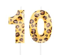 Hongplus Cheetah 10 Birthday Candles for Cake, Leopard Print Number Candles, Number 10 Candle Happy Birthday Cake Topper for Girls Women Cheetah Birthday Party Decorations Supplies Favors Gifts
