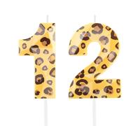Hongplus Cheetah 12 Birthday Candles for Cake, Leopard Print Number Candles, Number 12 Candle Happy Birthday Cake Topper for Girls Women Cheetah Birthday Party Decorations Supplies Favors Gifts