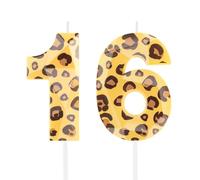 Hongplus Cheetah 16 Birthday Candles for Cake, Leopard Print Number Candles, Number 16 Candle Happy Birthday Cake Topper for Girls Women Cheetah Birthday Party Decorations Supplies Favors Gifts