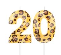 Hongplus Cheetah 20 Birthday Candles for Cake, Leopard Print Number Candles, Number 20 Candle Happy Birthday Cake Topper for Girls Women Cheetah Birthday Party Decorations Supplies Favors Gifts