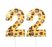 Hongplus Cheetah 22 Birthday Candles for Cake, Leopard Print Number Candles, Number 22 Candle Happy Birthday Cake Topper for Girls Women Cheetah Birthday Party Decorations Supplies Favors Gifts