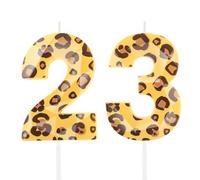 Hongplus Cheetah 23 Birthday Candles for Cake, Leopard Print Number Candles, Number 23 Candle Happy Birthday Cake Topper for Girls Women Cheetah Birthday Party Decorations Supplies Favors Gifts