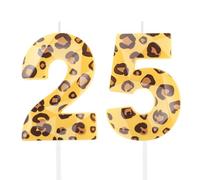 Hongplus Cheetah 25 Birthday Candles for Cake, Leopard Print Number Candles, Number 25 Candle Happy Birthday Cake Topper for Girls Women Cheetah Birthday Party Decorations Supplies Favors Gifts