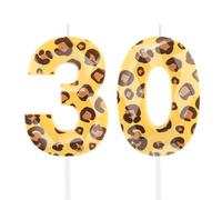 Hongplus Cheetah 30 Birthday Candles for Cake, Leopard Print Number Candles, Number 30 Candle Happy Birthday Cake Topper for Men Women Cheetah Birthday Party Decorations Supplies Favors Gifts